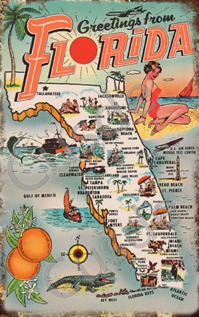 Vintage Collectible Posters - Cusde Vintage 1954 Saudações da Flórida
