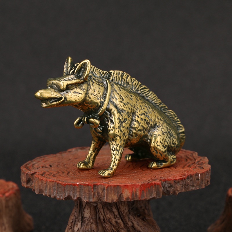 Vintage Collectible Accessories - Hyaenidae de latão com olhos, estátua
