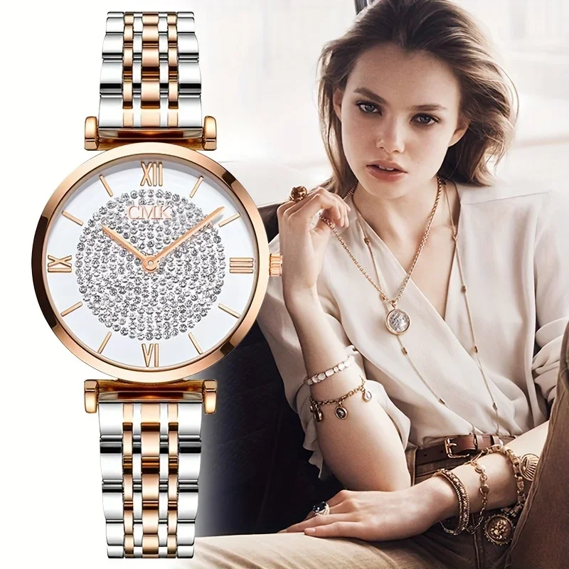 Vintage Watch Crystal - Roman Numeral Dial Quartz Watch, Ponteiro