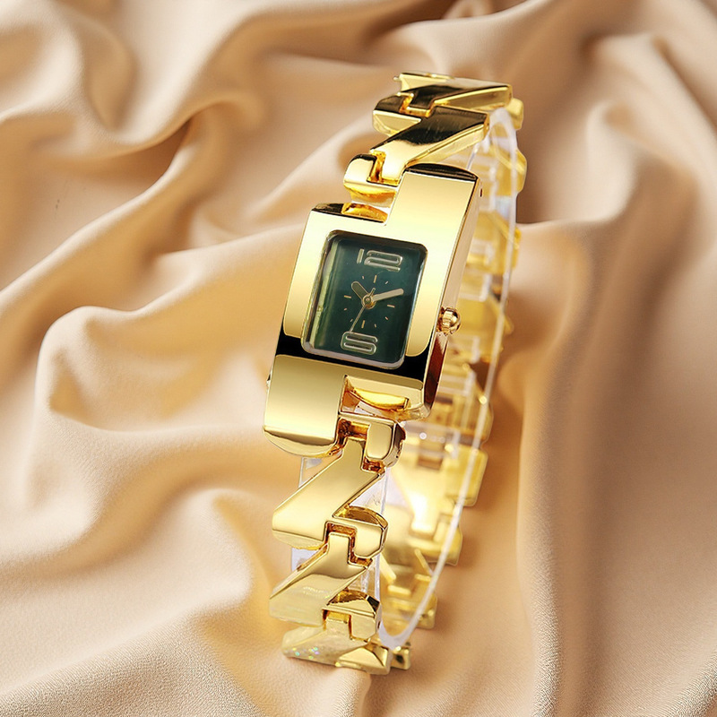 Vintage Watch Crystal - Relógio de Quartzo Quadrado Feminino, Pulseira