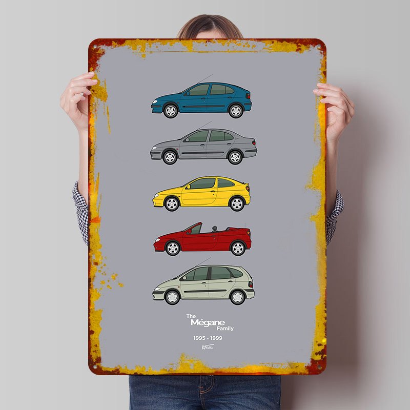 Vintage Collectible Posters - Pôster Impresso Coleção Carro Esportivo Megane