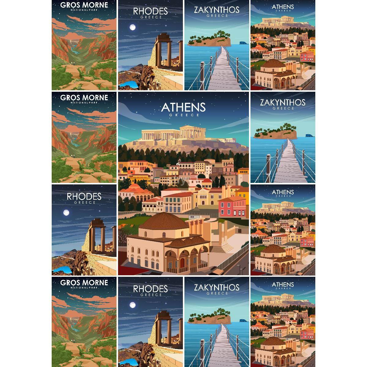 Vintage atenas grécia viagem c - Vintage Collectible Posters avaliação e preço