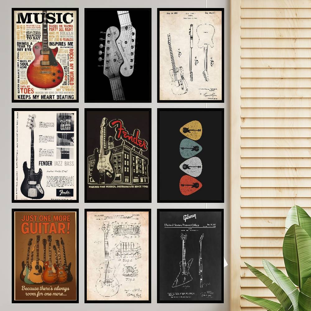 Coleção de guitarra auto-adesi - Vintage Collectible Posters avaliação e preço