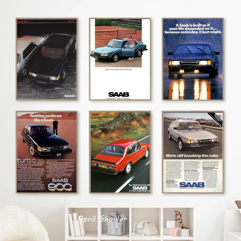 Clássico vintage saab 900 turb - Vintage Collectible Posters avaliação e preço